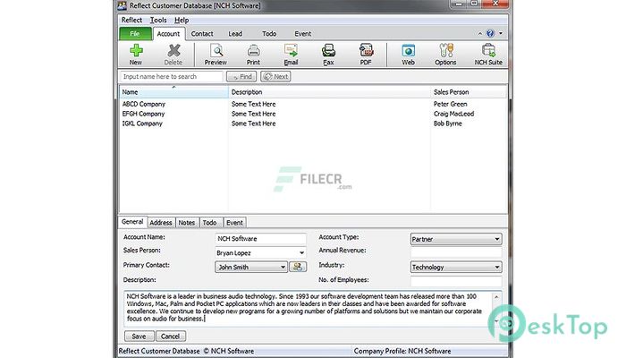 Download NCH Reflect CRM Customer Database  3.01 Free Full Activated